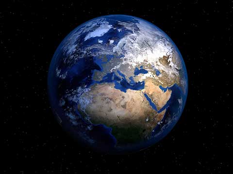 Earth from space looking at Europe